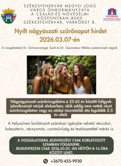 Nyílt nőgyógyászati szűrőnap - hétfőn lehet bejelentkezni